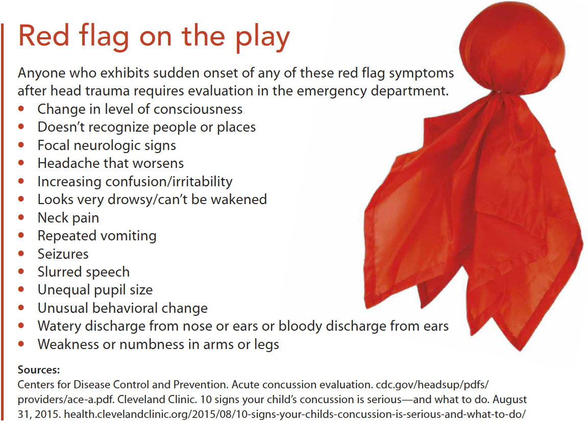 concussions prevention assessment management red flag play