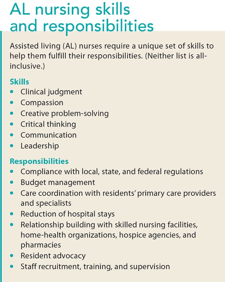 assisted living setting quality care nursing skills responsibilities