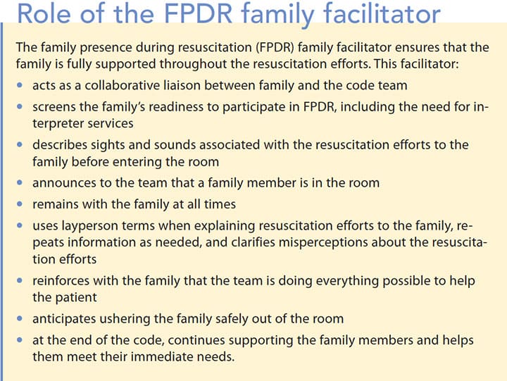 family presence resuscitation icu role fpdr facilitator