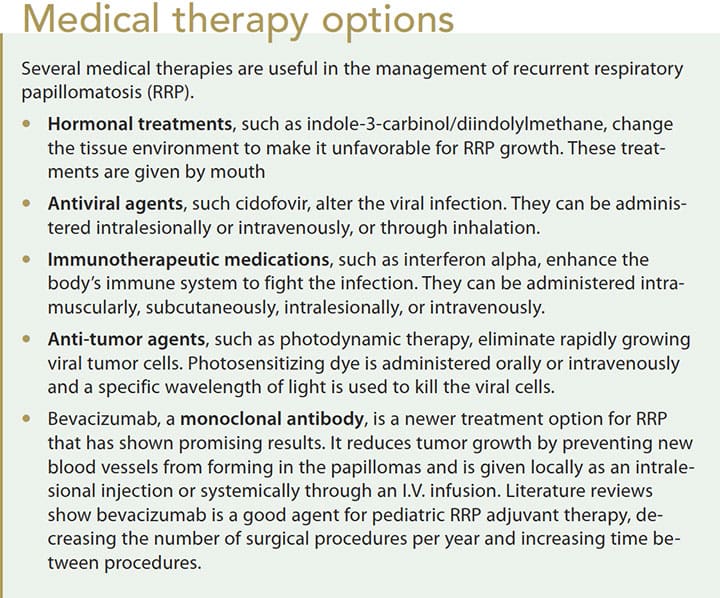 recurrent respiratory papillomatosis medical therapy options