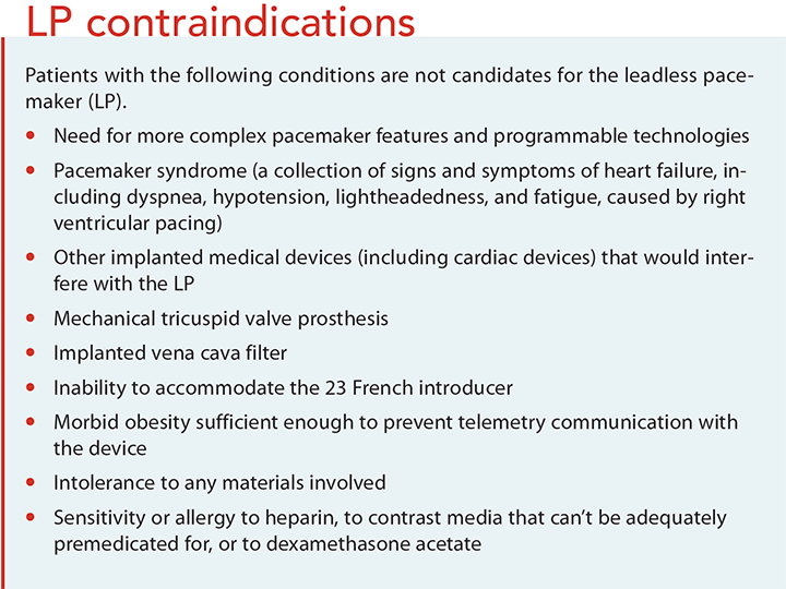 leadless pacemakers cardiac pacing contraindications