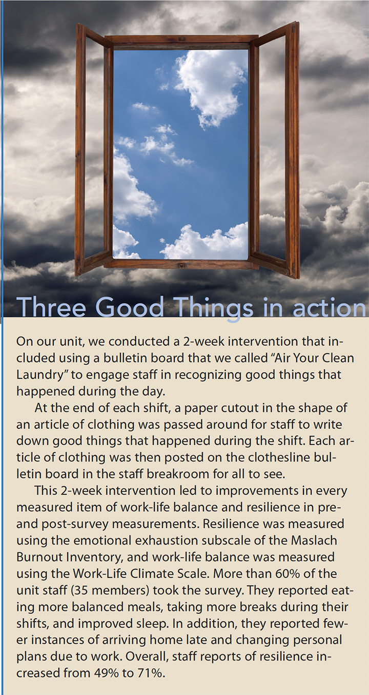 three good things build resilience and improve well being action