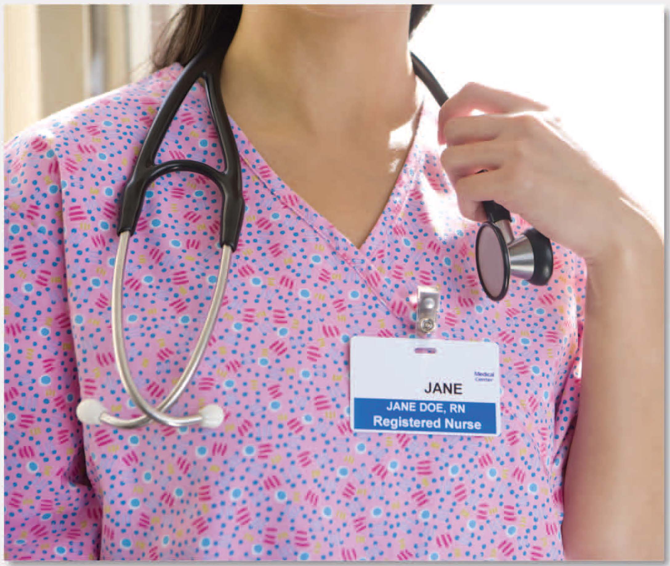 Should a nurse's full name be on an ID badge?