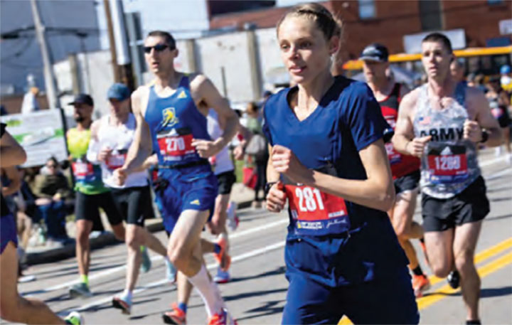 Nurse Samantha Roecker runs in support of the Well-Being Initiative