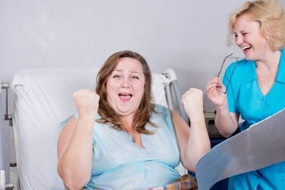 Nurse with bariatric surgery patient