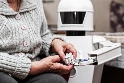 Robot aiding elderly patient