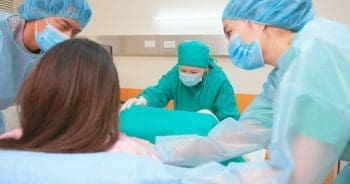 Nurses in a delivery room